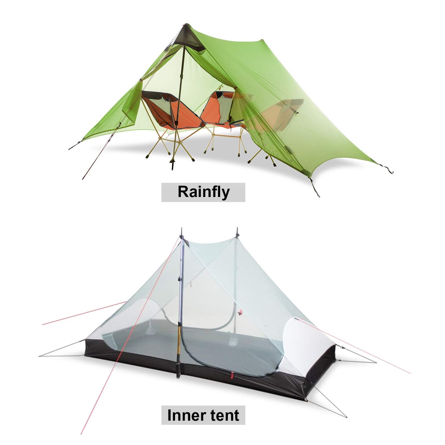 KIKILIVE Nuovo LanShan Outdoor Ultralight Tenda da campeggio 1Persone / 2 persone Mesh Tent Shelter -Perfetto per il campeggio, Backpacking e Thru-Hikes