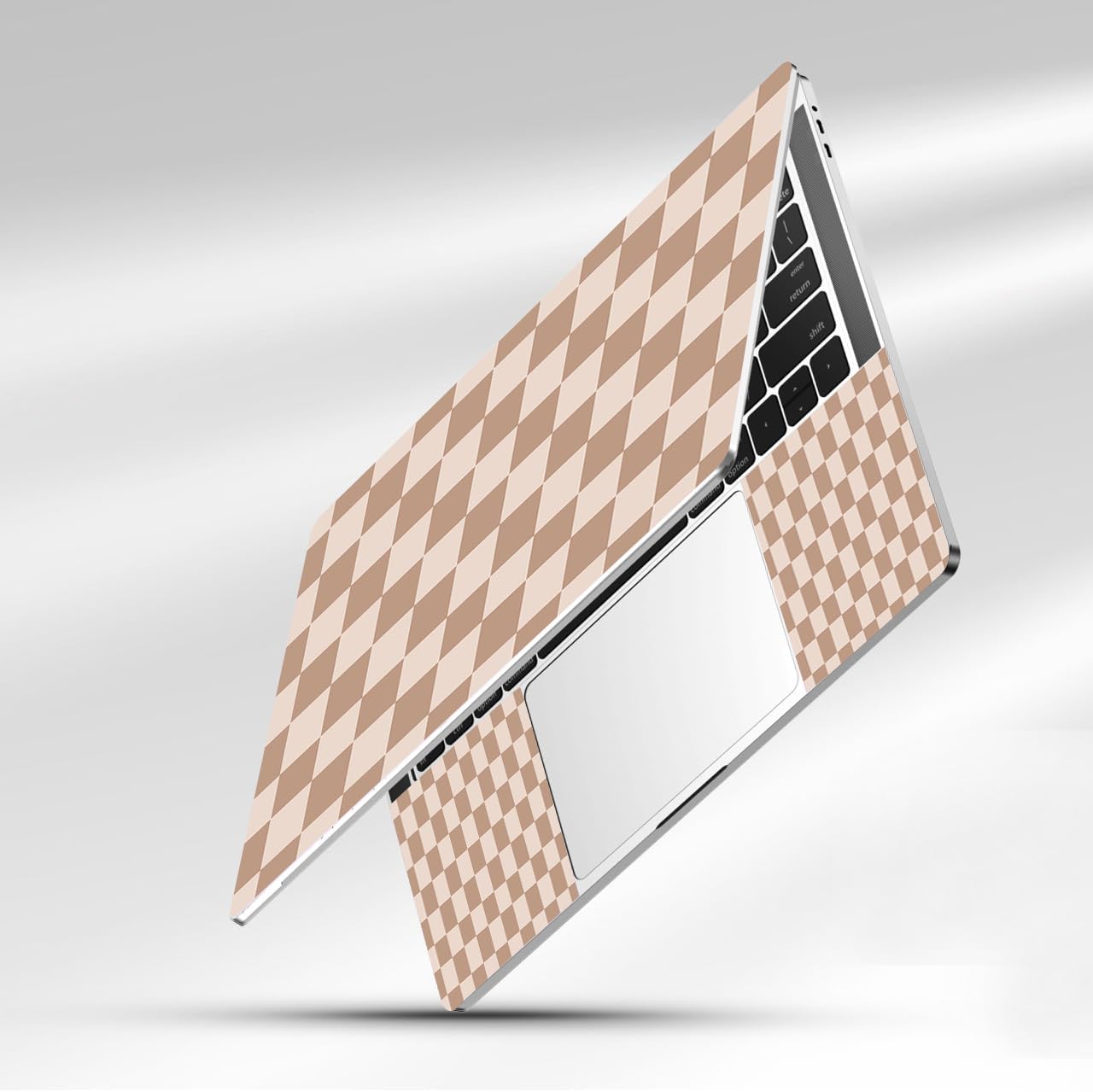 12.1 13 13.3 14 15 15.4 15.6 in Laptop Sticker Skin Decal, Cute Netbook Skins for Notebook PC, Universal Vinyl Laptop Decor Cover, Waterproof Art Protector I Milk Tea Brown Checkered