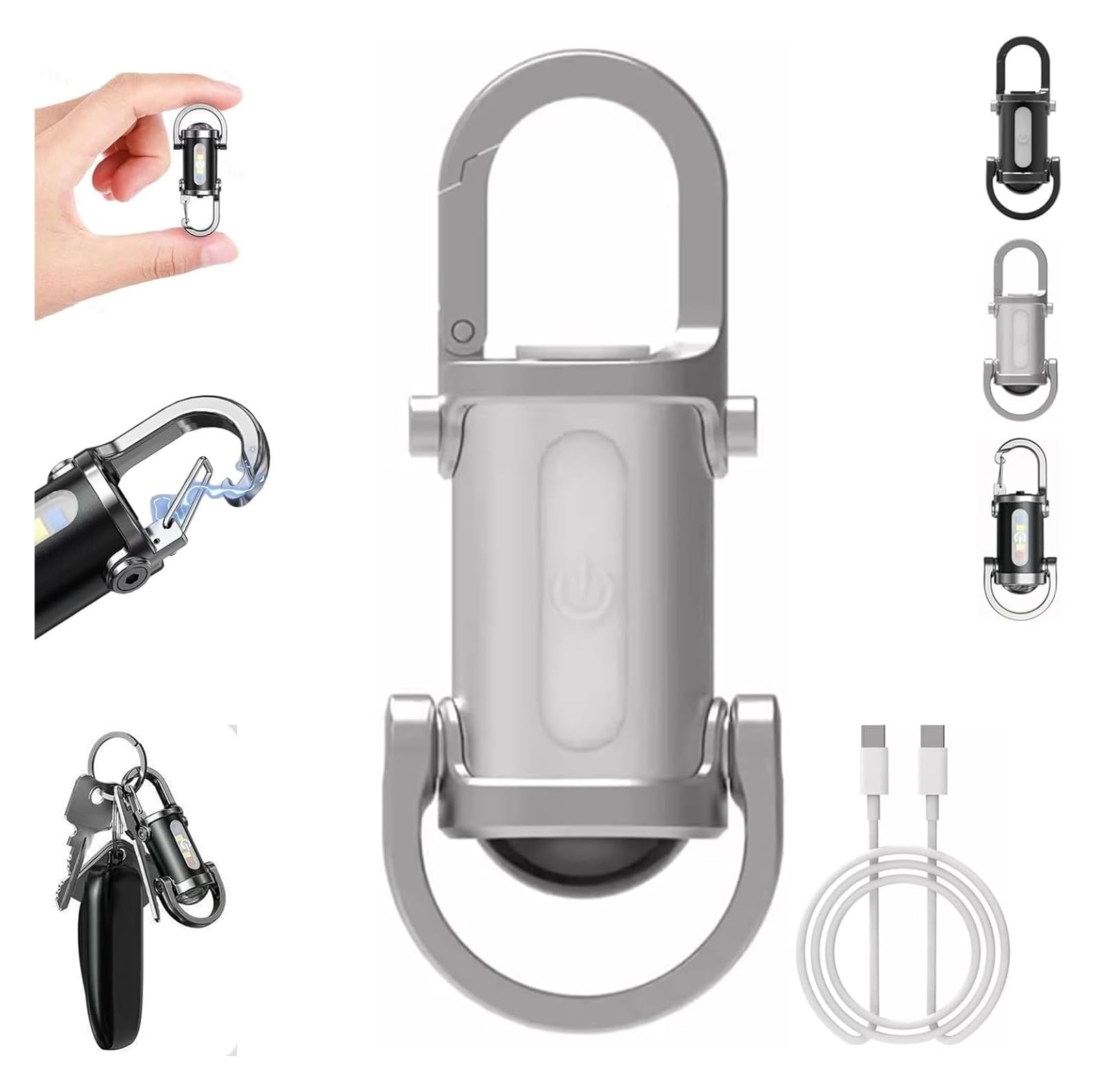 Anglocrate White 1200Lm Ultra-Bright Mini Keychain Flashlight, Waterproof, Convenient And Compact Flashlight, 2 And 1 Flashlights And Power Bank, Suitable For Camping, Hiking And Emergencies(White)