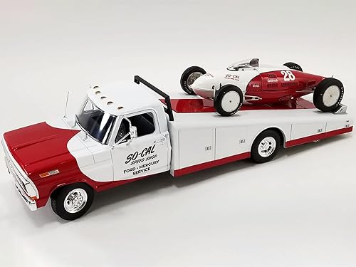 Miniatura 2 de 1970 F-350 Camión Rampa Rojo y Blanco So-Cal Speed Shop Edición limitada a 976 piezas en todo el mundo 1/18 Modelo de coche fundido a troquel por