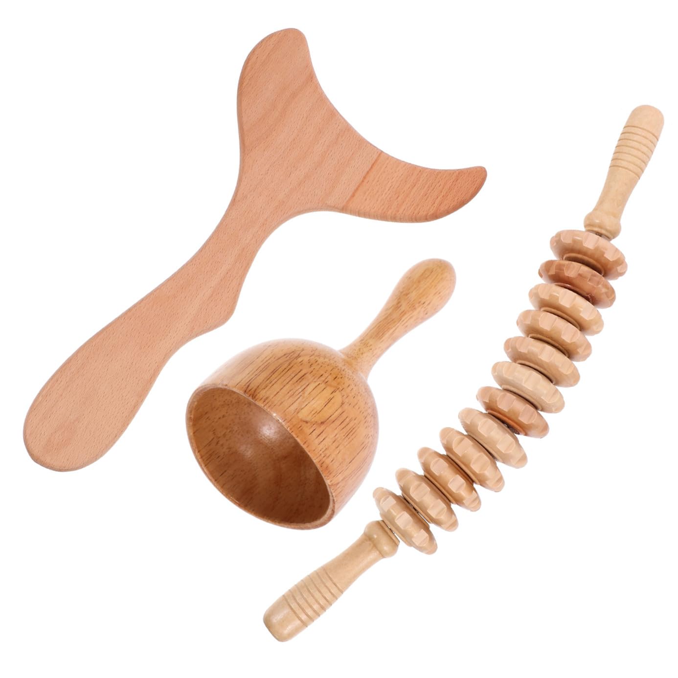 TEHAUX Rodillo Masajeador Corporal de Madera Ligero para Relajar Músculos Diseño Especial Práctico Adecuado para Masaje y Escultura Corporal