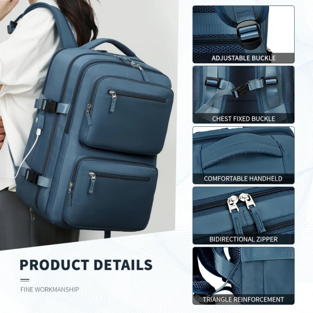 Zaino da viaggio unisex di grande capacità, borsa impermeabile multifunzionale per viaggi all'aperto(nero,15 pollici)