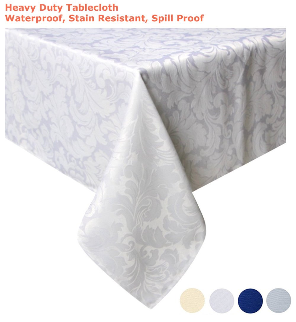Tektrum Jacquard-Tischdecke abwaschbar, rechteckig, 177,8 x 177,8 cm, Wasser- / auslaufsicher, fleckenabweisend, knitterfrei, strapazierfähig, ideal für Bankett, Partys, Abendessen 70" x 70" weiß