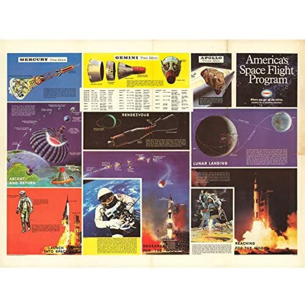 Artery8 Space NASA America Flight Program 1969 Chart Art Print Canvas Premium Wall Decor Poster Mural