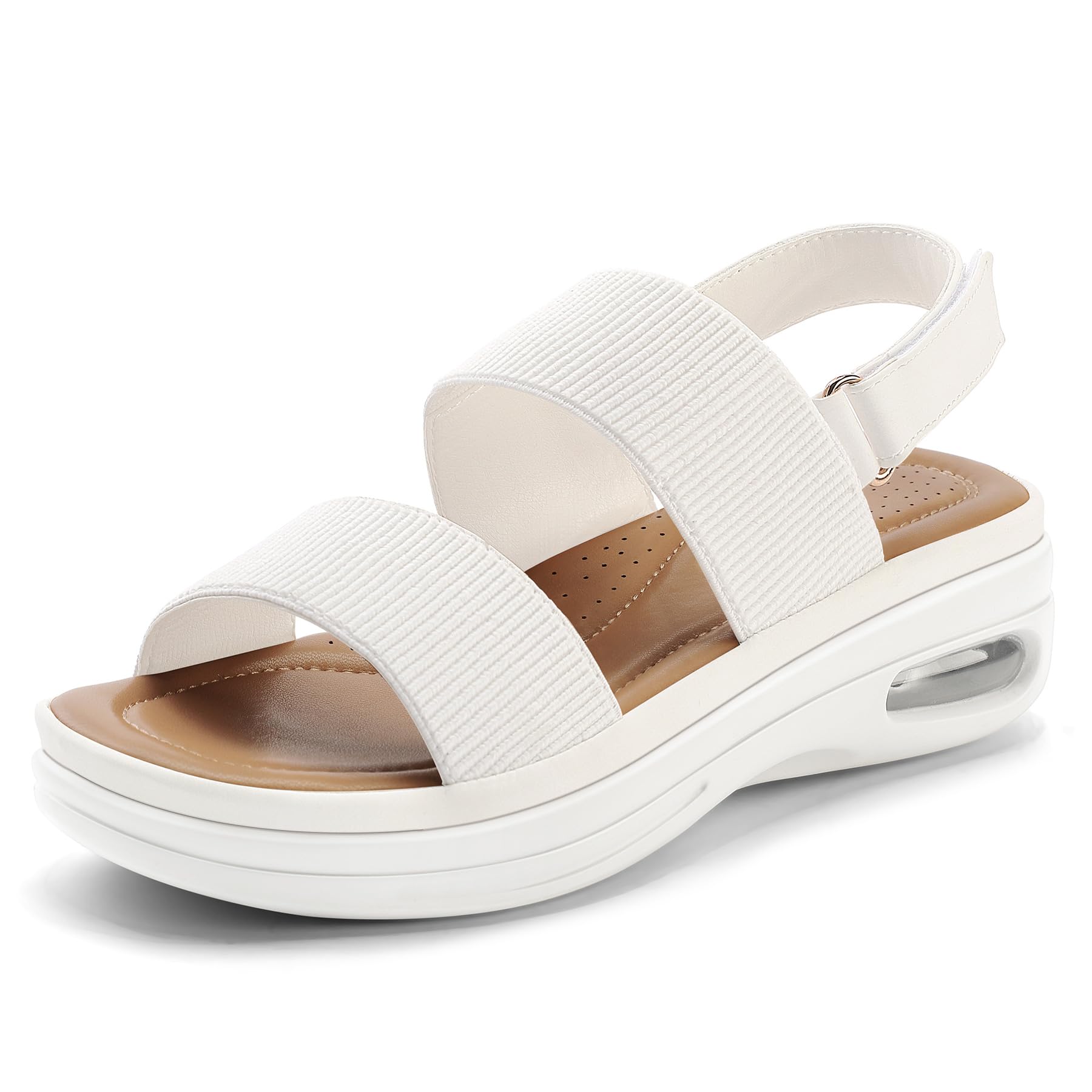 mysoft Women's Walking Sandals Comfortable Air Cushion Knit Elastic Ankle Strap Open Toe Platform Sandals Summer Shoes