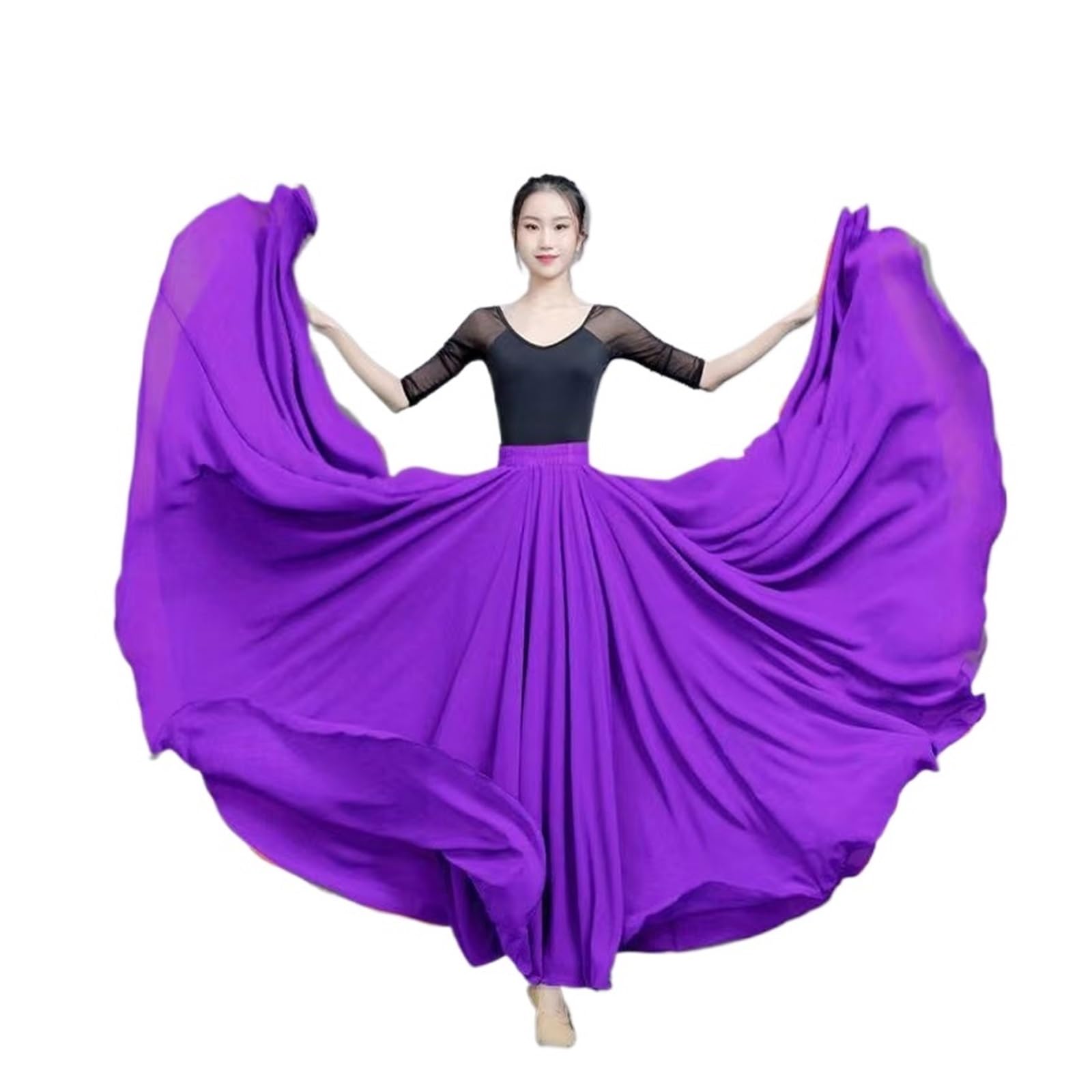 Falda de gasa 720 grados for mujer, faldas largas 2 capas, ropa elegante actuación, falda, práctica ballet con vuelo grande