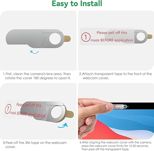 Miniatura 6 de CloudValley Funda de metal ultrafina para cámara web para MacBook Pro/iPad/Laptop, protector de cámara de privacidad de 0.015 pulgadas con adhesivo