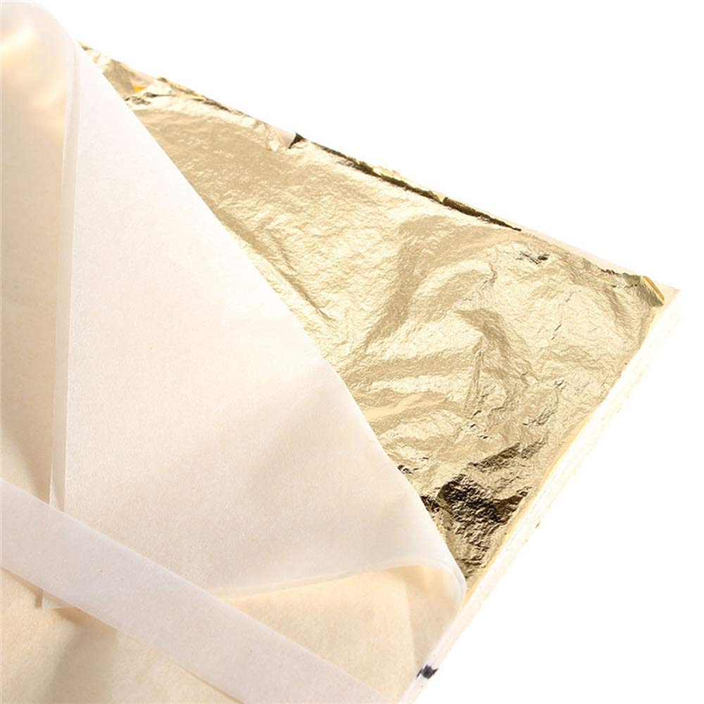 LTKJ 500-Pack Imitation Gold Leaf Sheets - 14x14cm Foil Paper For DIY Craft & Gilding