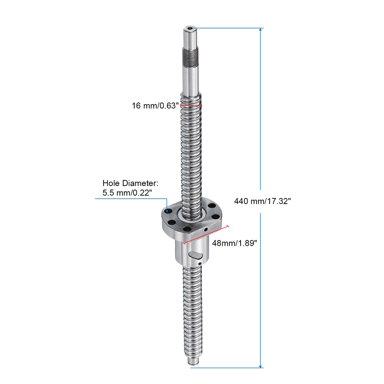 QUARKZMAN Vis à Billes SFU1605 Diamètre 16Mm Pas 5Mm Longueur 440Mm