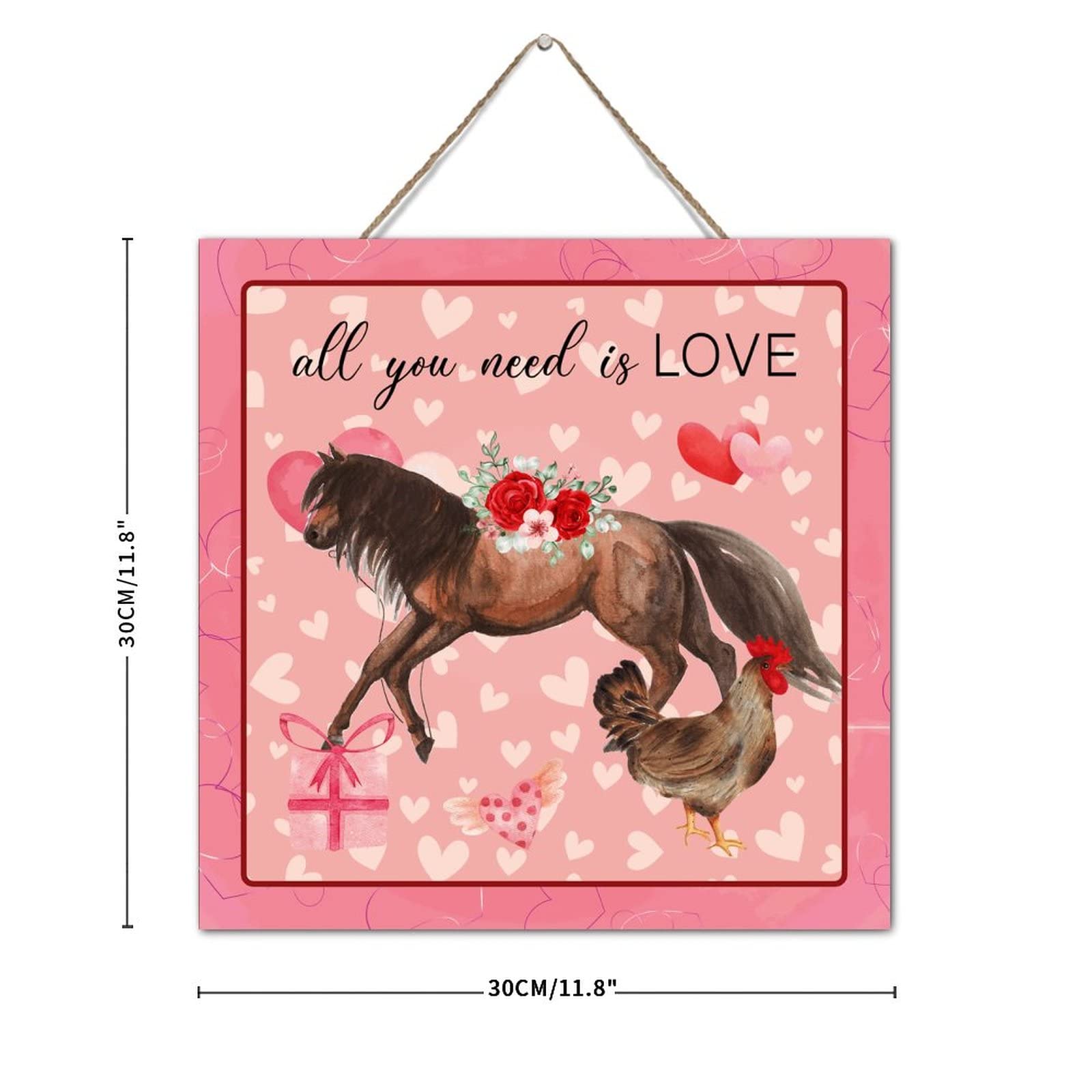 Targa in legno con scritta All You Need Is Love, decorazione da parete per San Valentino