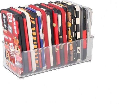 Organizador de caja de teléfono, contenedores de almacenamiento transparentes con asas para organización de cocina, funda multifuncional para