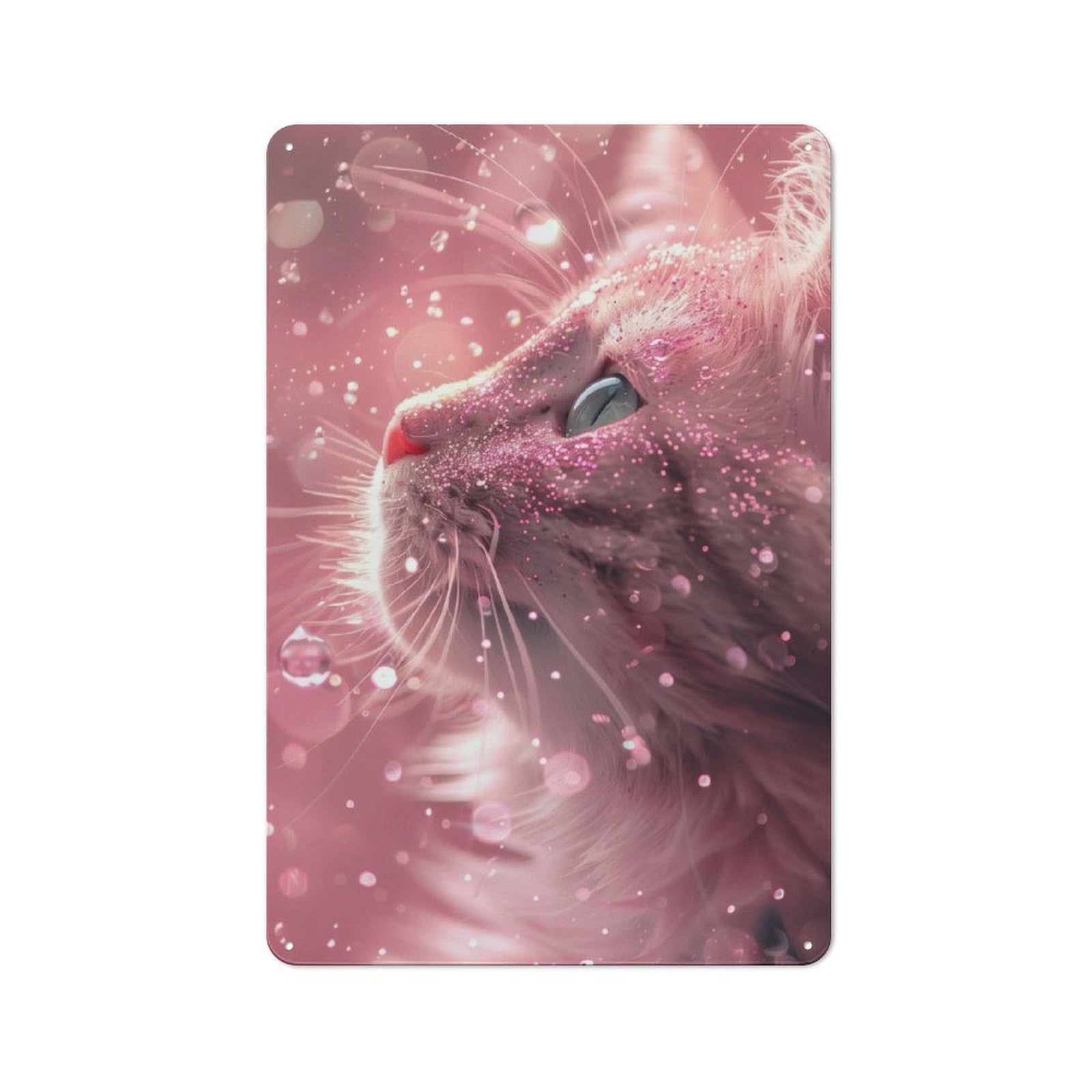 Junmoney Pink Kitten Vintage Tin Sign 30X20cm With For Guest Room Or Hallway, For Vintage Wall Decor Fans, For Themed Room Decoration