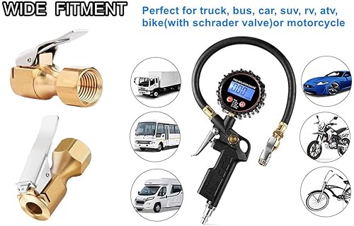 Miniatura 5 de XYWZV Portabrocas de aire de latón resistente con adaptador de clip boquilla de aire recta de flujo abierto portabrocas de neumático FNPT de 14