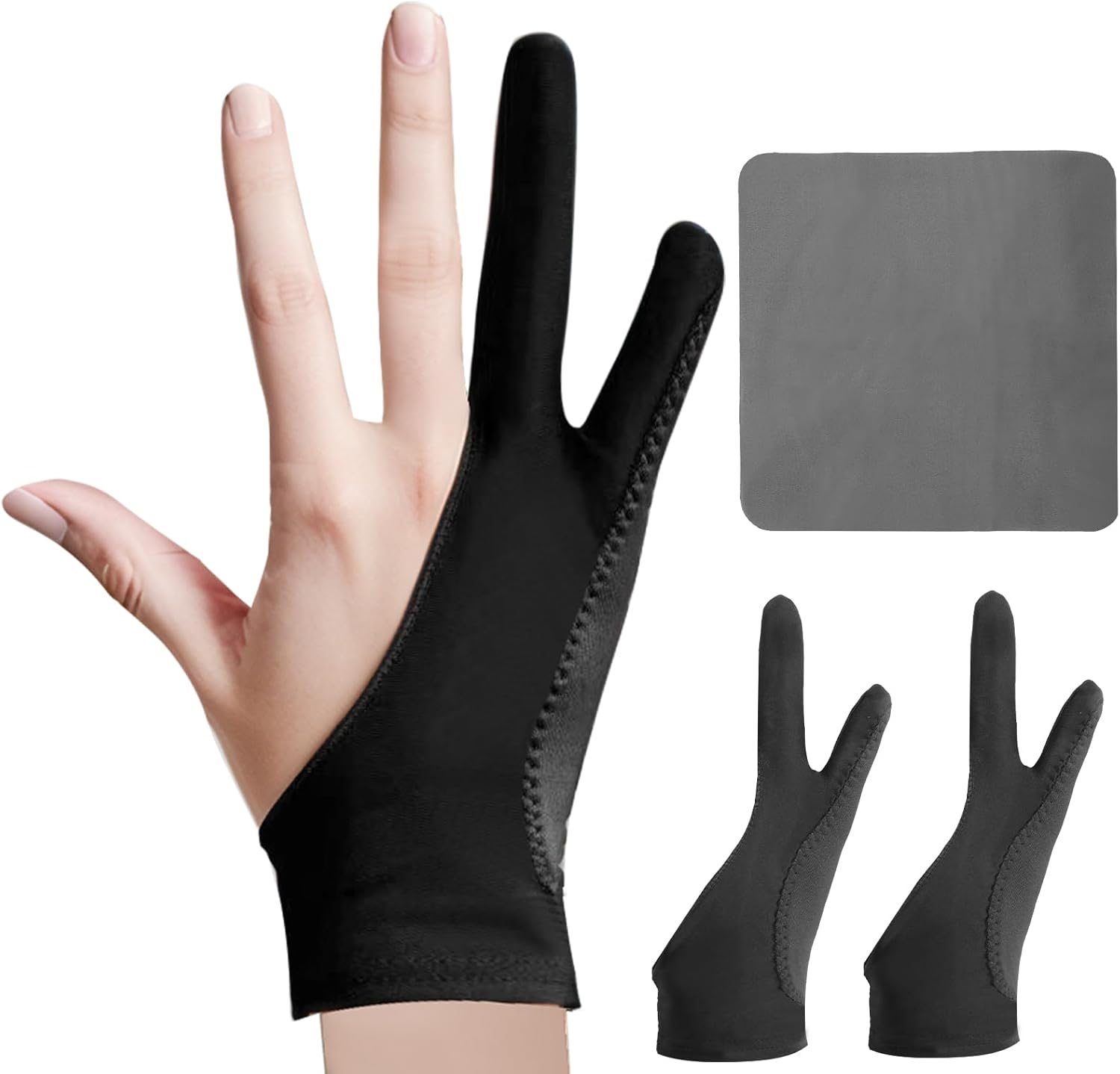 Digital Drawing Glove with 3-Layer Palm Rejection, Two-Finger Artist Glove for Drawing Tablet, iPad, Paper Sketching, Fits Left and Right Hand, Includes Cleaning Cloth(2 Pack,Black,Small) Digital Drawing Glove with 3-Layer Palm Rejection, Two-Finger Artist Glove for Drawing Tablet, iPad, Paper Sketching, Fits Left and Right Hand, Includes Cleaning Cloth(2 Pack,Black,Small)