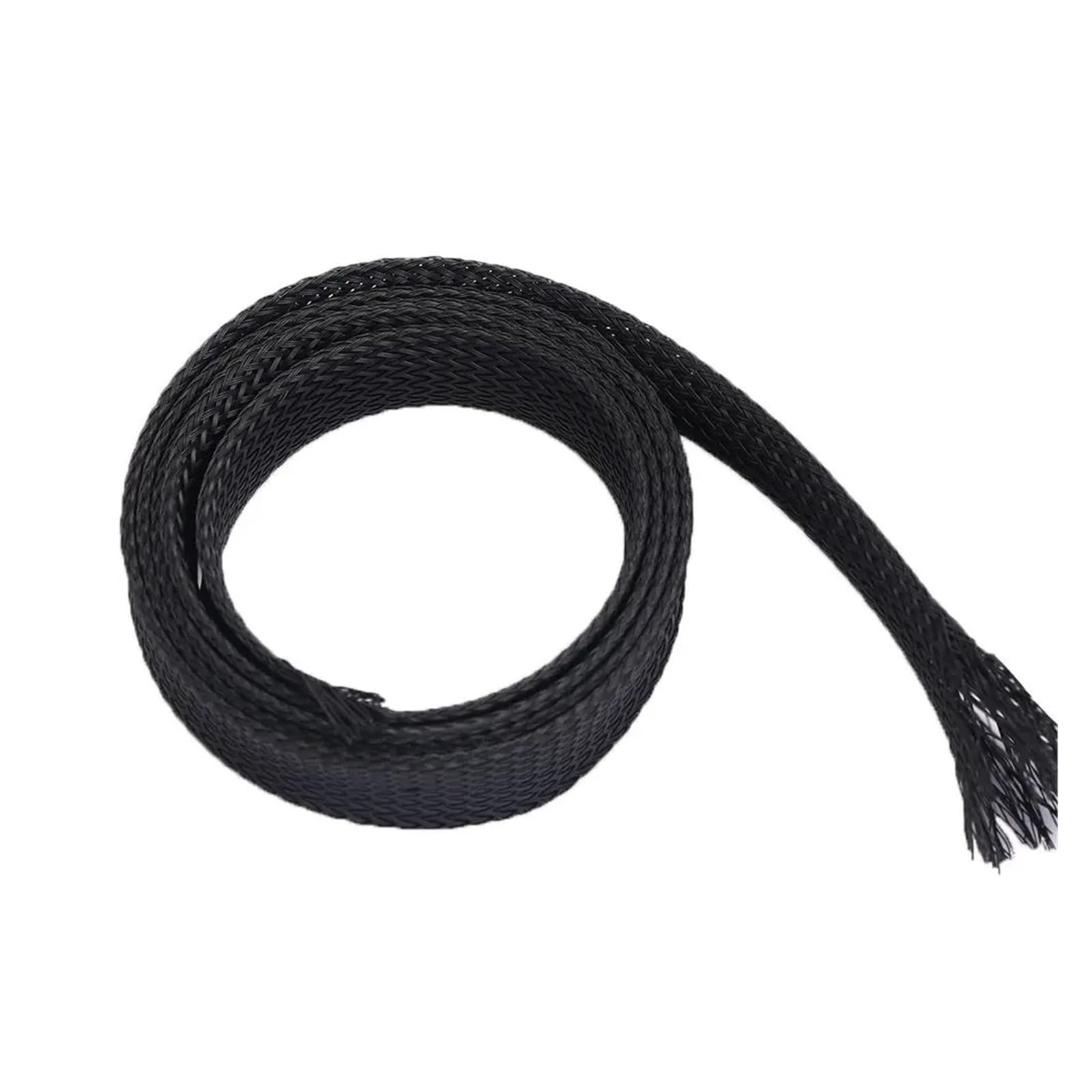 Funda trenzada de PET de 4 a 25 mm, protección de cable, aislamiento de alambre, funda trenzada expandible para cableado de automóvil, hogar, oficina (negro-6 mm, 5 m)