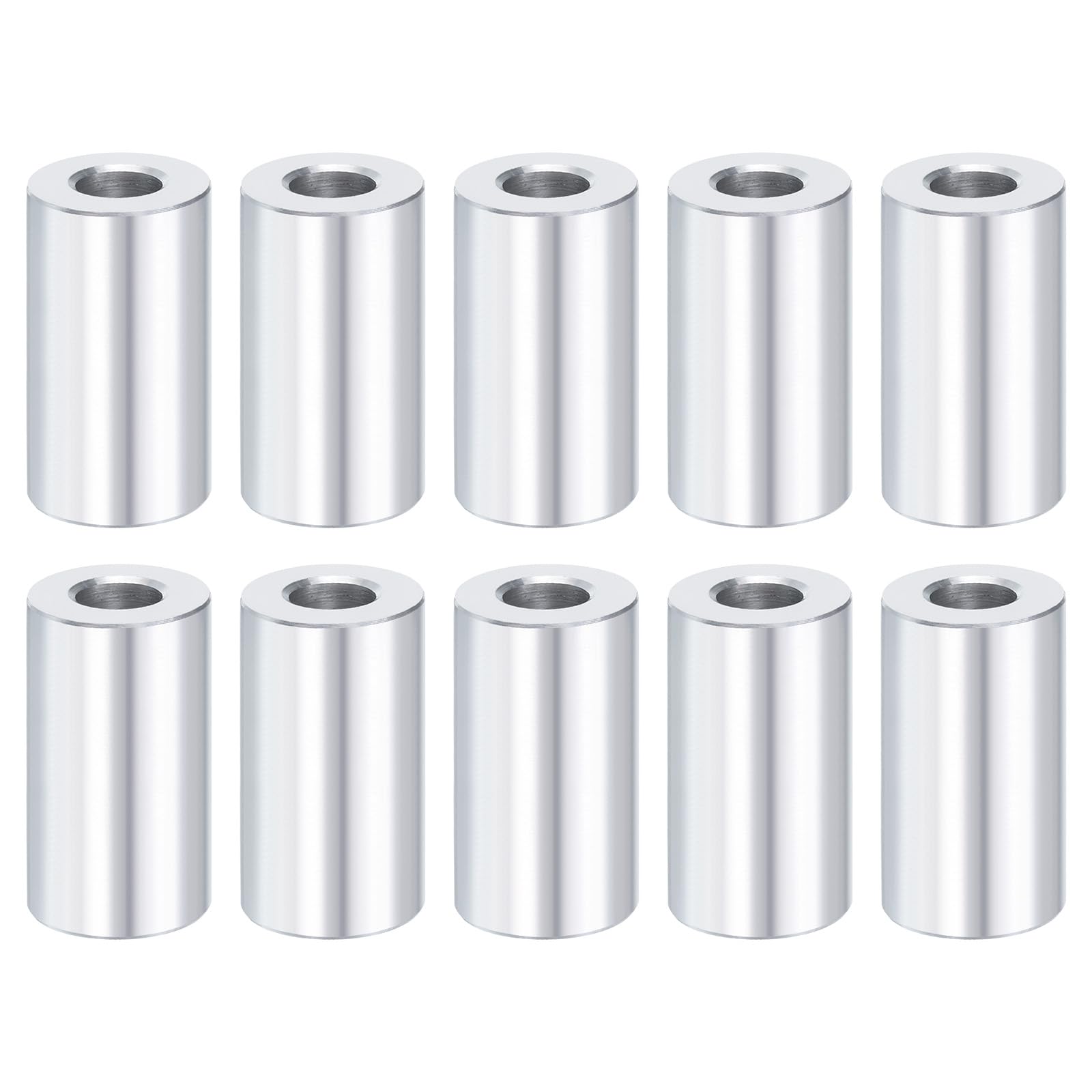 HiPicco Aluminum Spacers 1/2" Bore x 1" OD x 7/16" Length Unthreaded Standoff Bushing Plain Finish Round Metal Spacer, Fits Screws Bolts Rods 1/2" or