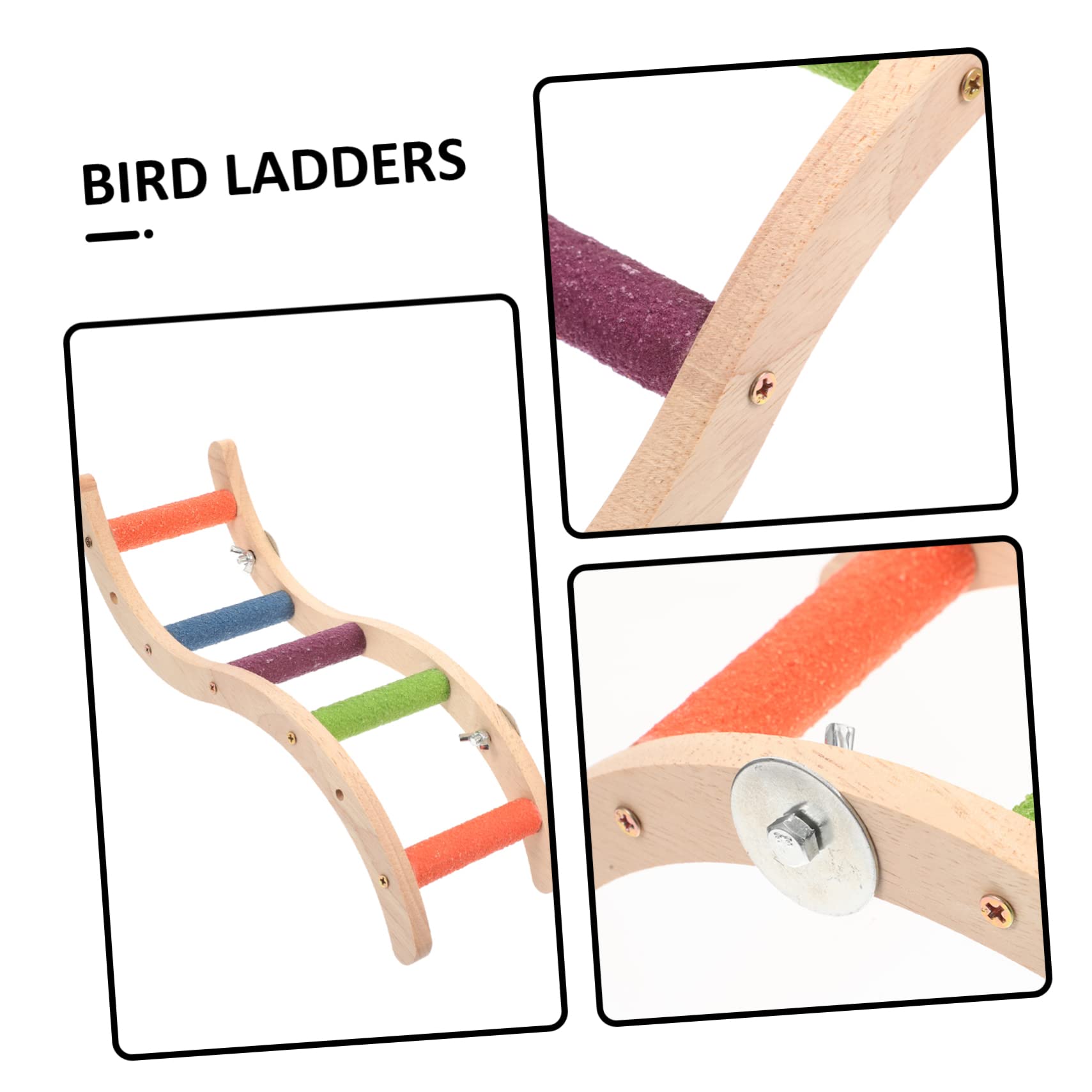 Levemolo Parrot Ladder Bridge Wooden Climbing Toy for Birds Safe Fun Parrot Cage Accessory Bird Training Ladder Random Color