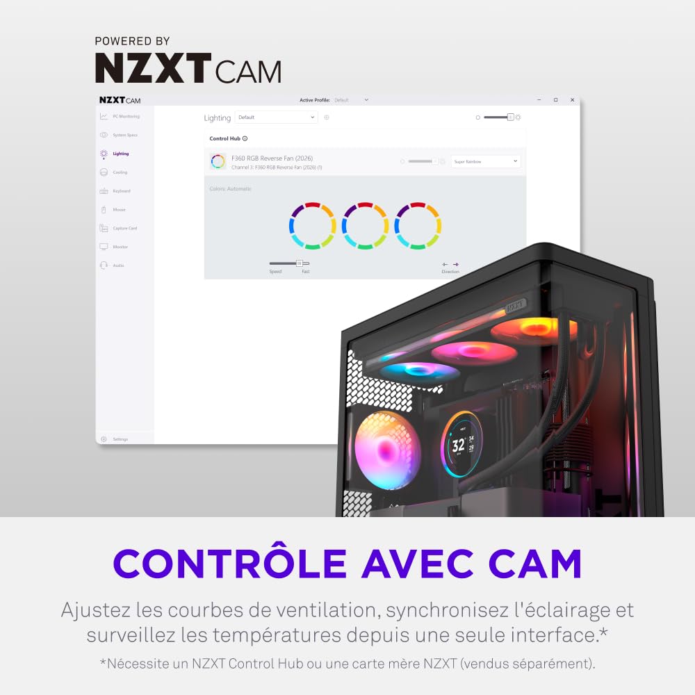 NZXT F360 RGB Reverse - Ventilateur monobloc 360mm Inversé - Noir