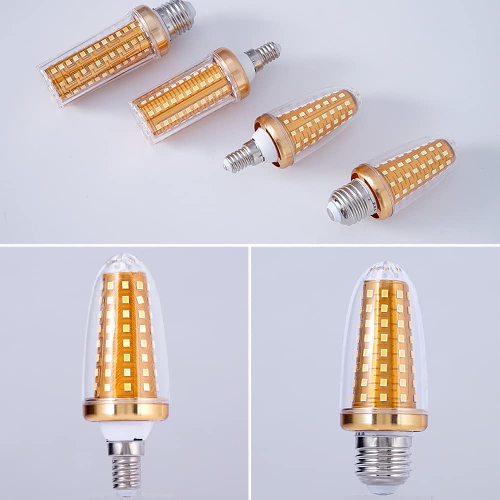 Lot de 10 Ampoules, Ampoule de maïs Pointue LED 18 W 1200 LM Non stroboscopique, Blanc Chaud, Blanc Froid, Gradation trichromatique E14/E27, Domestique/Commercial.