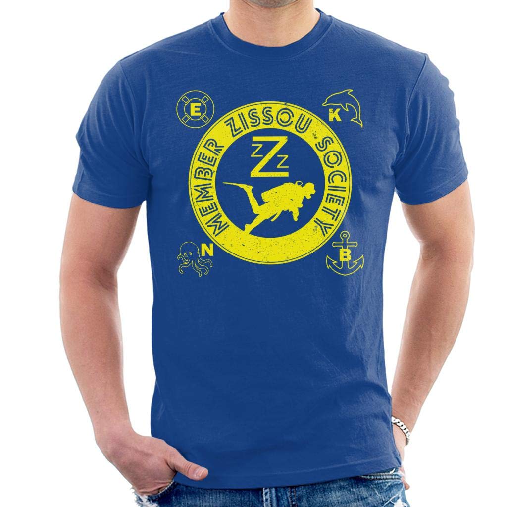 Life Aquatic Inspired Zissou Society Men's T-Shirt Royal Blue