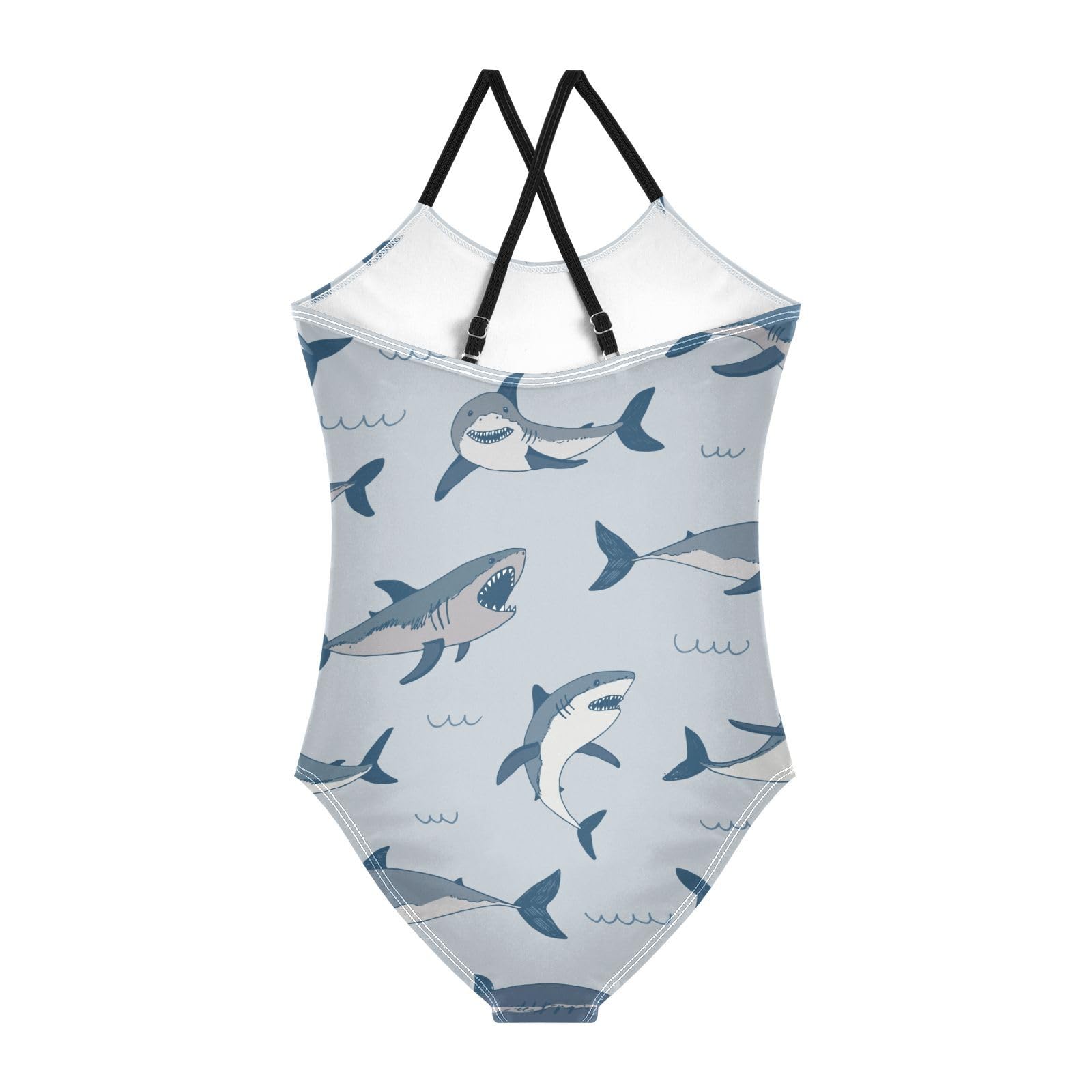 Selerdon Sharks Sea Girls One Piece Swimsuit Beach Sport Halter Bathing Suit Swimwear 3-10T