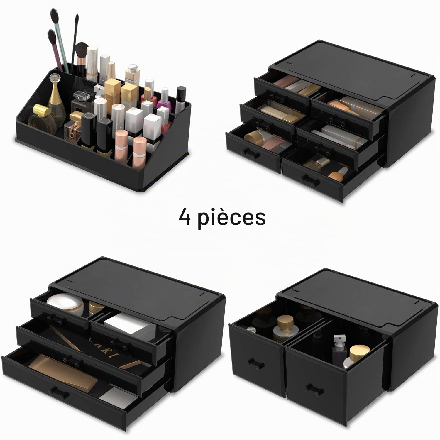Readaeer Organisateur de maquillage organisateur cosmétique (12D, Noir)