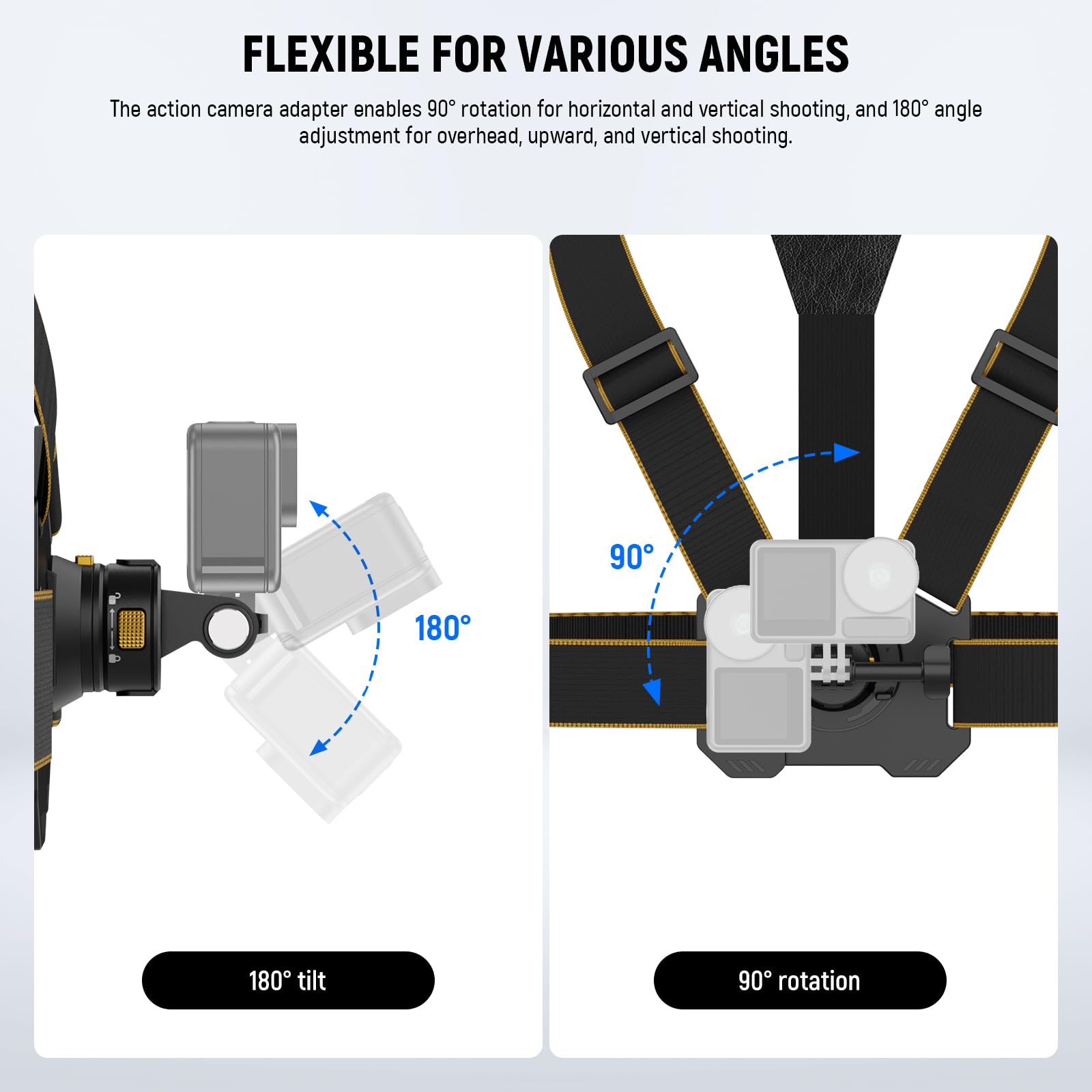 NEEWER Chest Mount Harness for Action Camera Adjustable Hand Free Chest Strap Compatible with GoPro Hero DJI Osmo Insta360 - Image 4