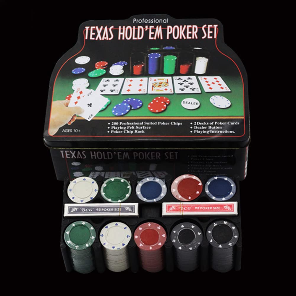 Poker Chips with Case, Texas Hold 'Em Claytec Poker Chip Set, Chip Set with Pokers Chips Storage Case for Casinos, Bars