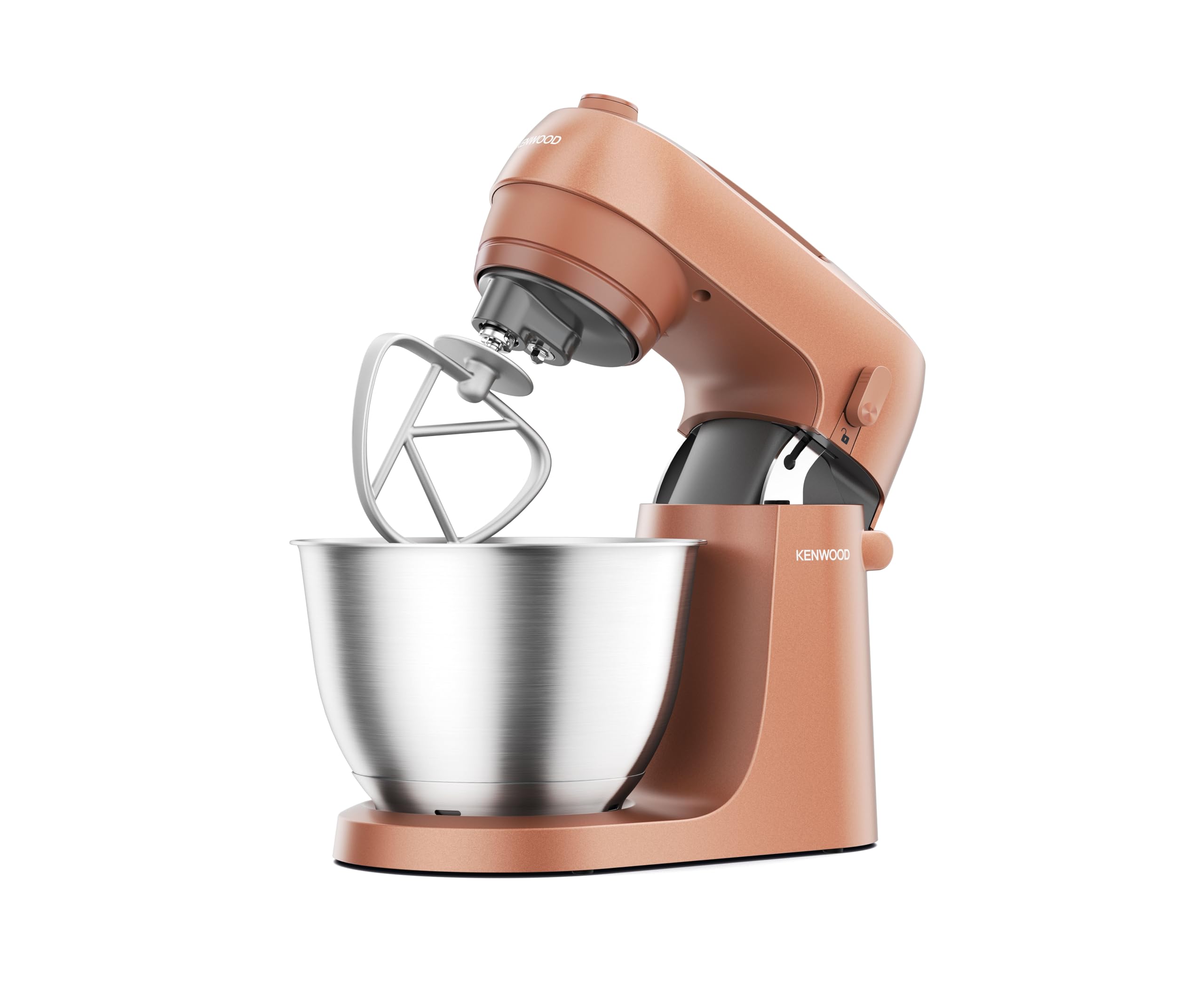 Kenwood Go KZM35.000RD Robot pâtissier peu encombrant avec bol de 4 litres, crochet K, fouet ballon, crochet pétrisseur, protection anti-éclaboussures et cuillère doseuse, corps en métal avec poignée