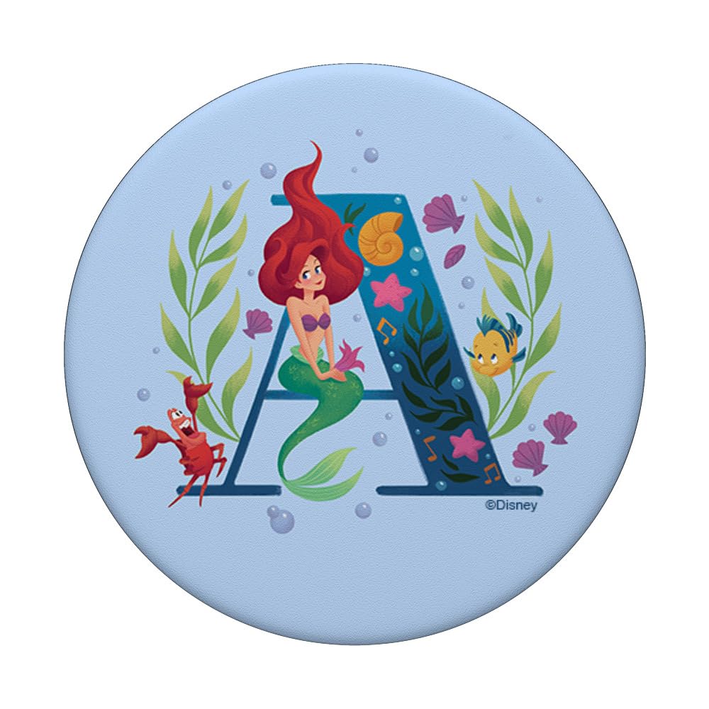 Disney Princess Alphabet Monogram Mermaid Letter A for Ariel PopSockets Adhesive PopGrip, Black - Image 3