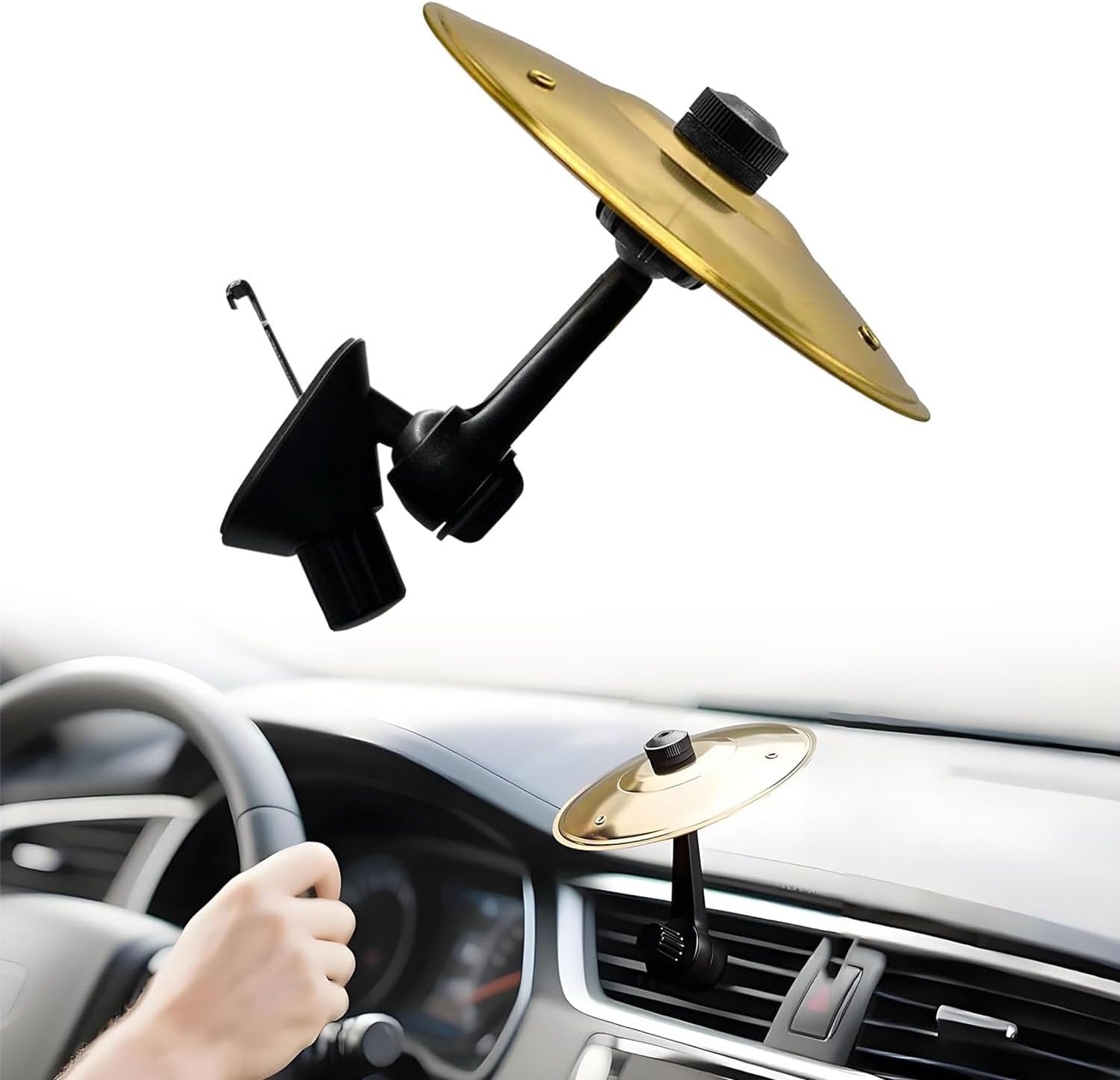 Car Cymbal,Car Crash Cymbal for Car Vent Practical Accessories for Vehicles to Make Driving More Fun (Gold)