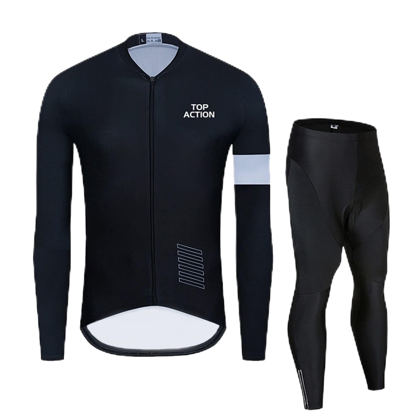 Męska odzież kolarska Termiczne Fleece Softshell Cycling Odzież Odzież męska Długi Rękaw Jersey Spodnie Zestaw Odzieży Rowerowej Męskie koszulki kolarskie(Zwart,M)