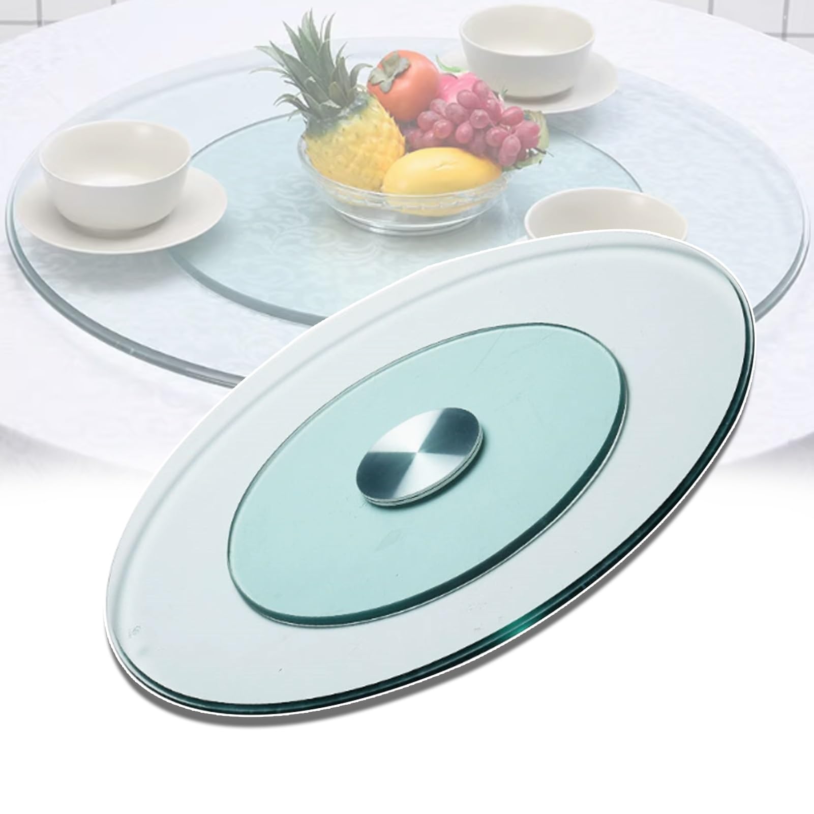 AYHARYLH Large Round Dining Table Lazy Susan Turntable Rotating Tray,Centerpiece Large Tabletop Rotating Tray Swivel Large Tabletop Serving Plate Clear Serving Plate Round Round Tray With Silent Beari
