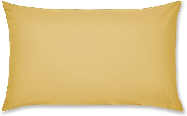 Catherine Lansfield Easy Iron Percale Standard Pillowcase Pair, Polycotton, Ochre