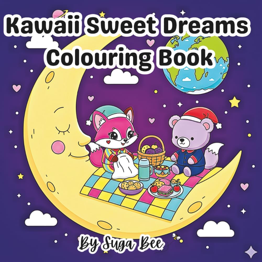 Kawaii Sweet Dreams Colouring Book: Sleepy Animals & Cosy Night Scenes to Colour | Relaxing Bedtime Fun for Kids & Adults