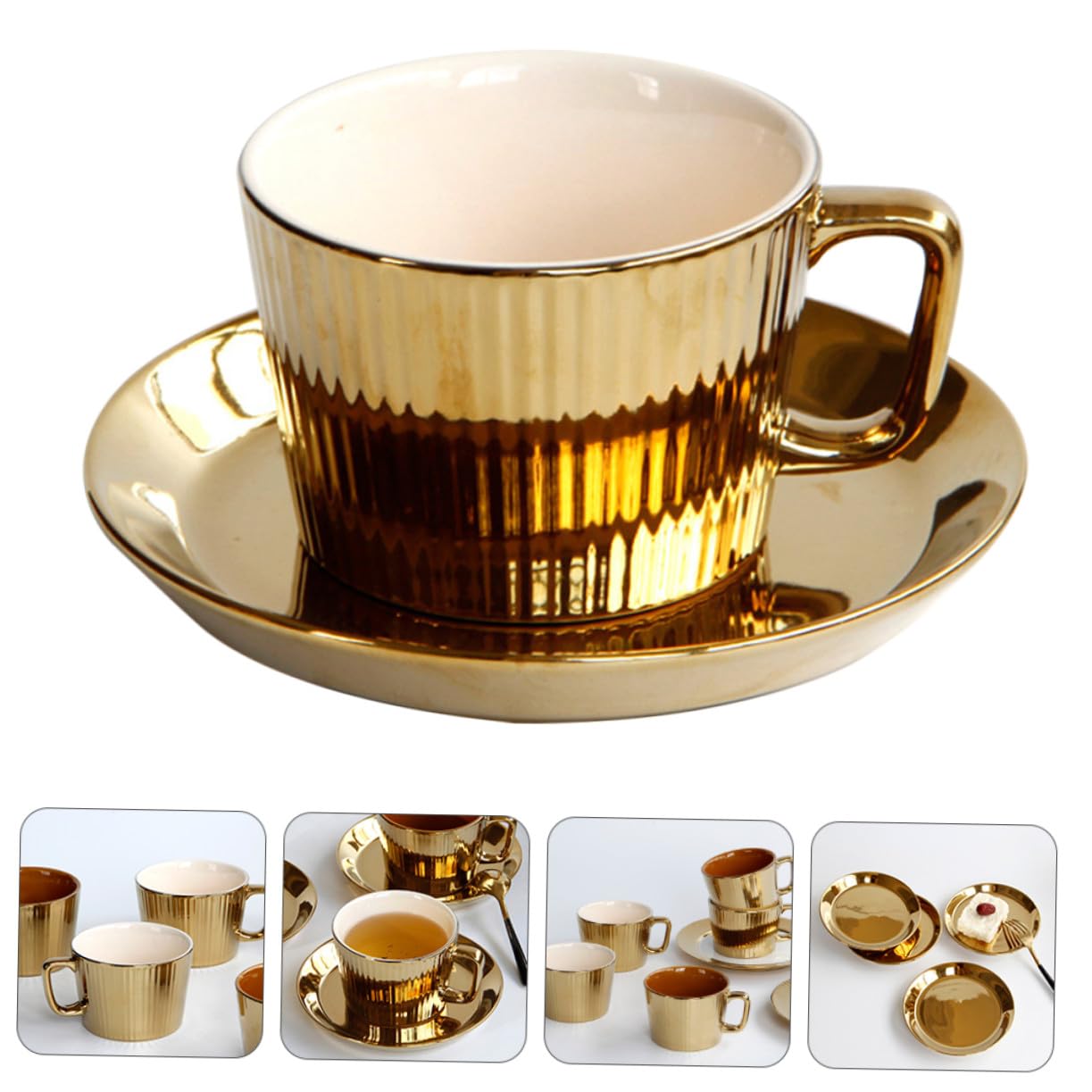 Tasse à Café en Céramique Blanche avec Soucoupe 250ml Élégante pour Maison et Restaurant, Set Pratique et Raffiné pour Boissons Chaudes