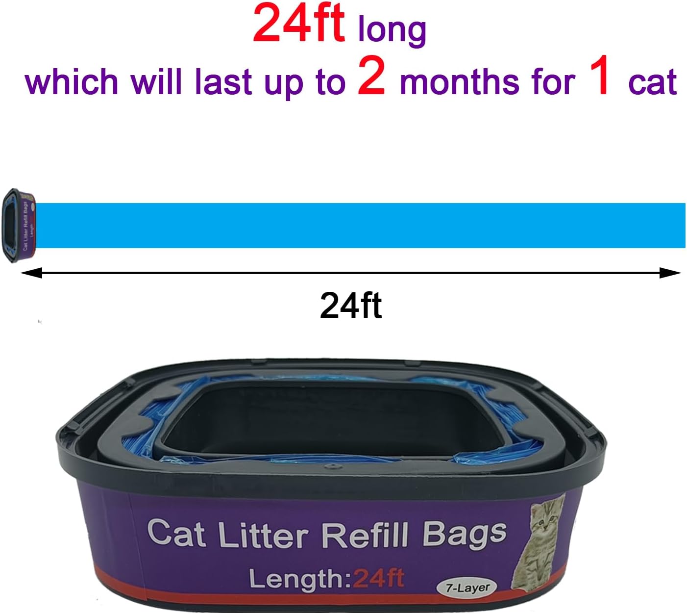 8 Pack Cat Litter Refill Bags Cartridge Compatible with Genie Cat Litter Standard and Plus Pails