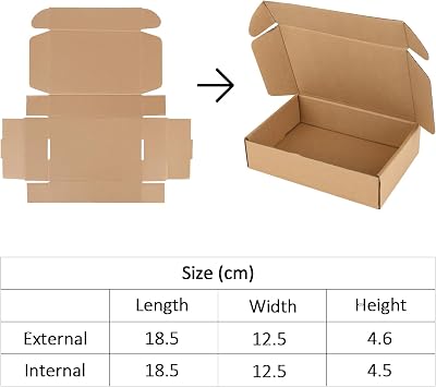 Small Cardboard Boxes, Brown Corrugated Shipping Boxes 7.3x5 x1.8 Inches (18.5x12.5x4.5 cm) Small Parcel Boxes, Packaging Mailing Boxes for Business, Posting, Storing or Gift(Pack of 10)