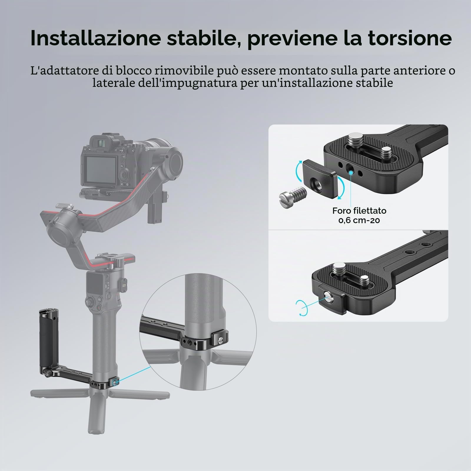 SMALLRIG Maniglia laterale per DJI RS 4 Mini/RS 4 / RS 4 Pros/Ronin-S/Ronin-SC/RS 3 / RS 3 Pro/RS 3 Mini/RS 2 / RSC 2 e ZHIYUN Crane 2S/2/V2 & MOZA Air 2 / AirCorss 2 Gimbals - 2786C