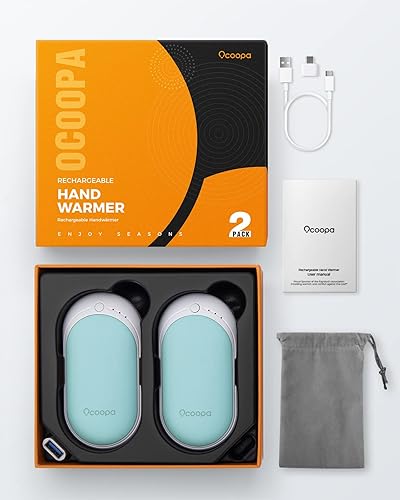 Miniatura 8 de OCOOPA - Calentadores de manos recargables, 1 paquete de 5200 mAh, calentador de bolsillo portátil eléctrico, terapia de calor, ideal para Raynaud,