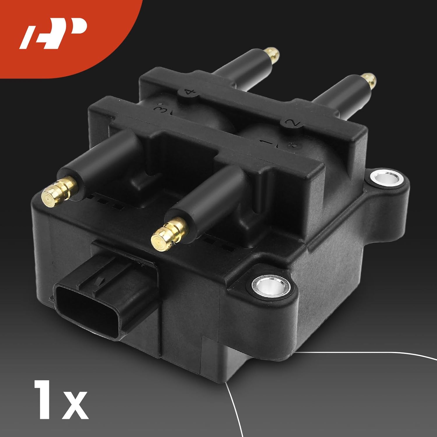A-Premium 1x Ignition Coil Pack (w/ 4 Pins) and 4x Iridium Spark Plugs Compatible with Subaru Baja 2004-2006, Legacy 1997-1999, Outback 2004-2005