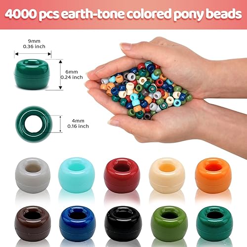 Vista 41 de Praisebank 4000 cuentas de poni negras, en forma de barril, plástico, cuentas sueltas, cuentas para manualidades, trenzas de pelo