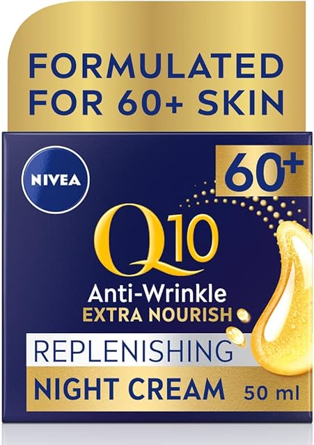 NIVEA Q10 Power 60 + Skin Anti-Wrinkle + Replenishing Night Cream (50 ml), Powerful Anti Ageing Cream, Night-Time Moisturiser for Women with Coenzyme Q10, Night Face Cream