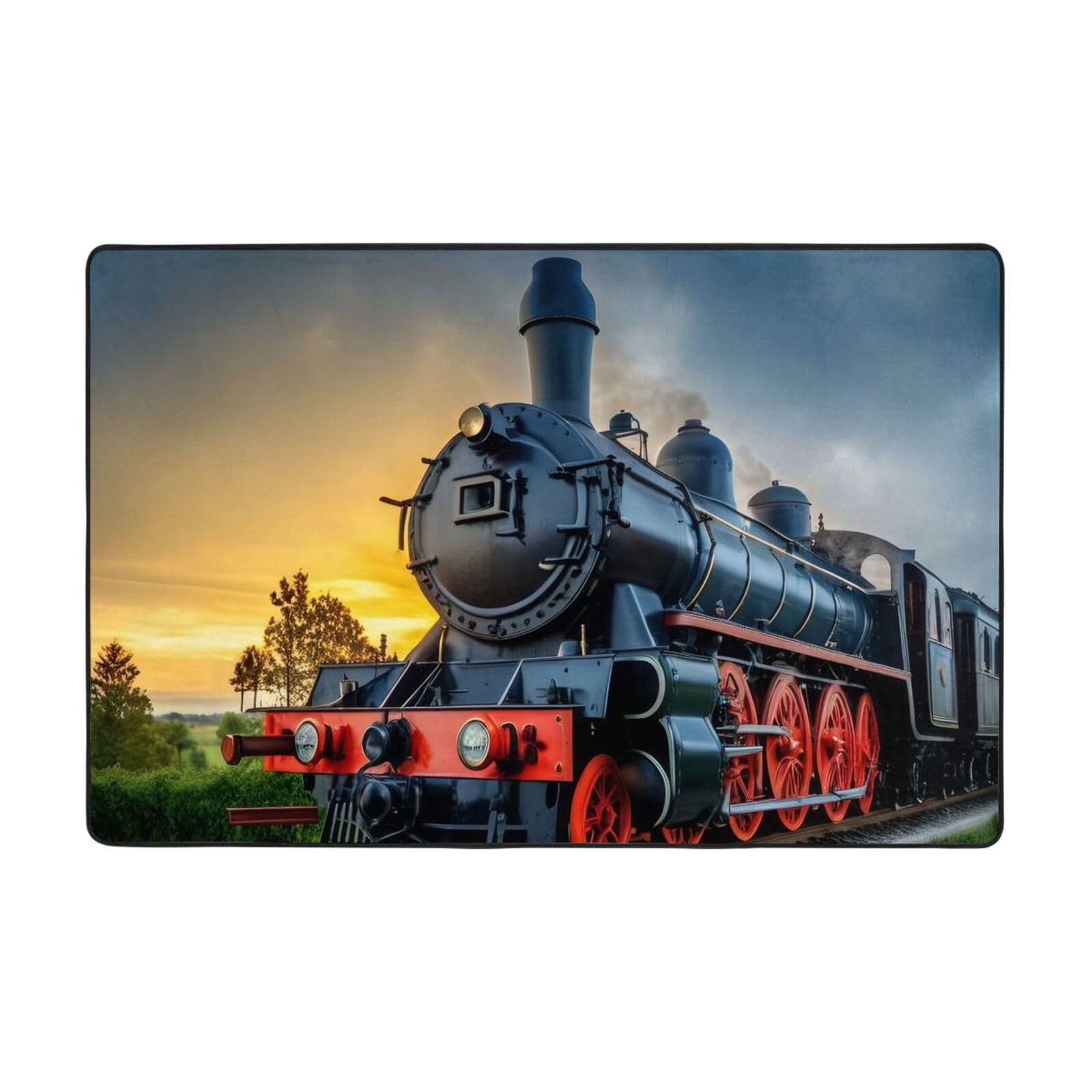 XDCYWBZDBC Steam Train Washable Carpets Living Room Footcloth Interior Decorative Rugs Are Used In Bedrooms Restaurants Living Rooms Offices Coffee Tables Balconies Etc