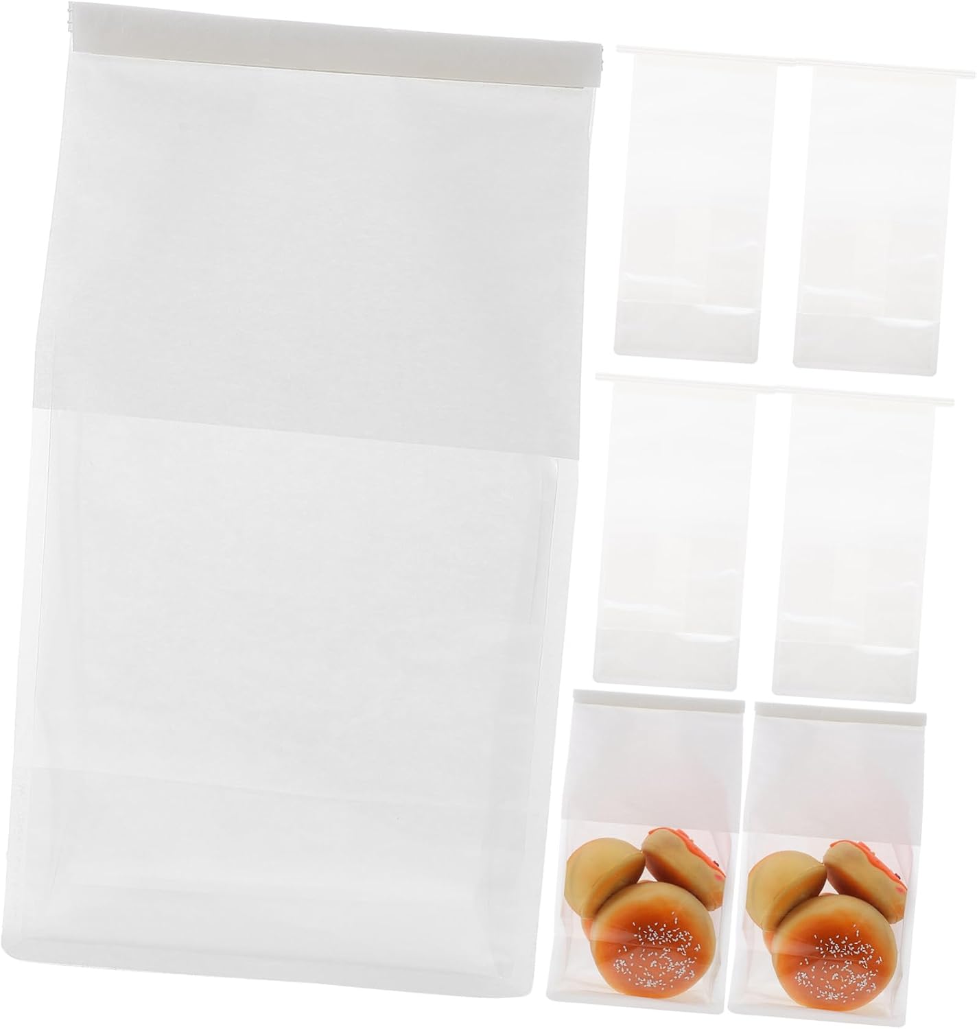 50pcs Kraft Paper Bread Bags Sealed Packaging Bags for Baking Toast Window Design for Easy Viewing Reusable for Parties Holidays