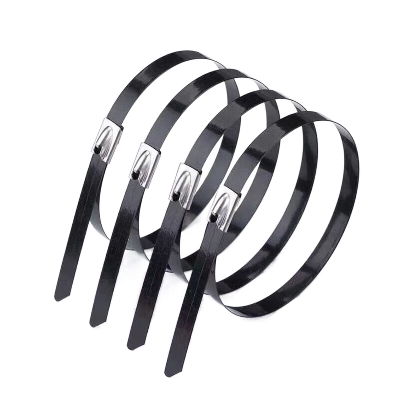 Fascette per cavi in acciaio inossidabile - 25 pezzi 4,6x100/150/200/260/300/350/400 a 700 mm Fascette per cavi in acciaio inossidabile con chiusura in metallo con zip e scarico rivestito (Color : M