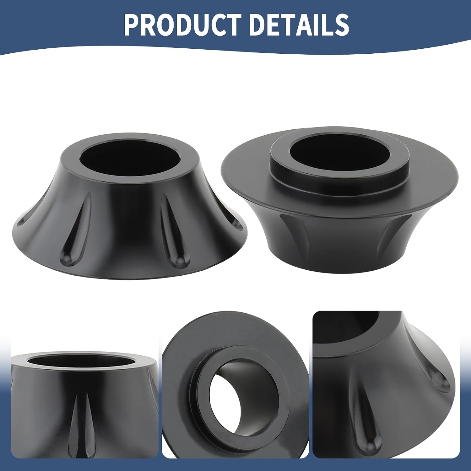 1" 25mm Front Tapered Axle Wheel Spacers Aluminum fit for Harley 2008-2024 Touring Road Glide Electra Glide Street Glide Road King Ultra Classic without ABS Brakes (Black)