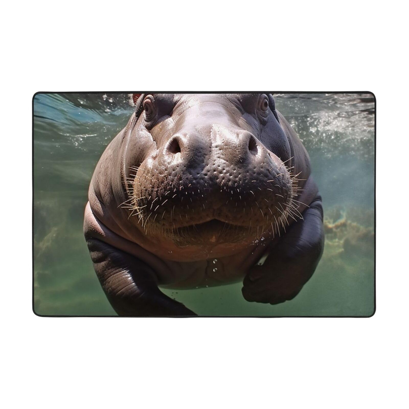 Tapis hippopotame de plongée pour chambre enfant lavable et doux