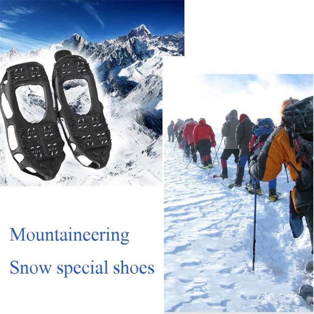 Poignées à Neige glacée, Pinces à Glace d'hiver antidérapantes Crampons à Neige Crampons de Traction avec 24 Bottes à Crampons en Acier Couvre-Chaussures pour la randonnée Pêche ES