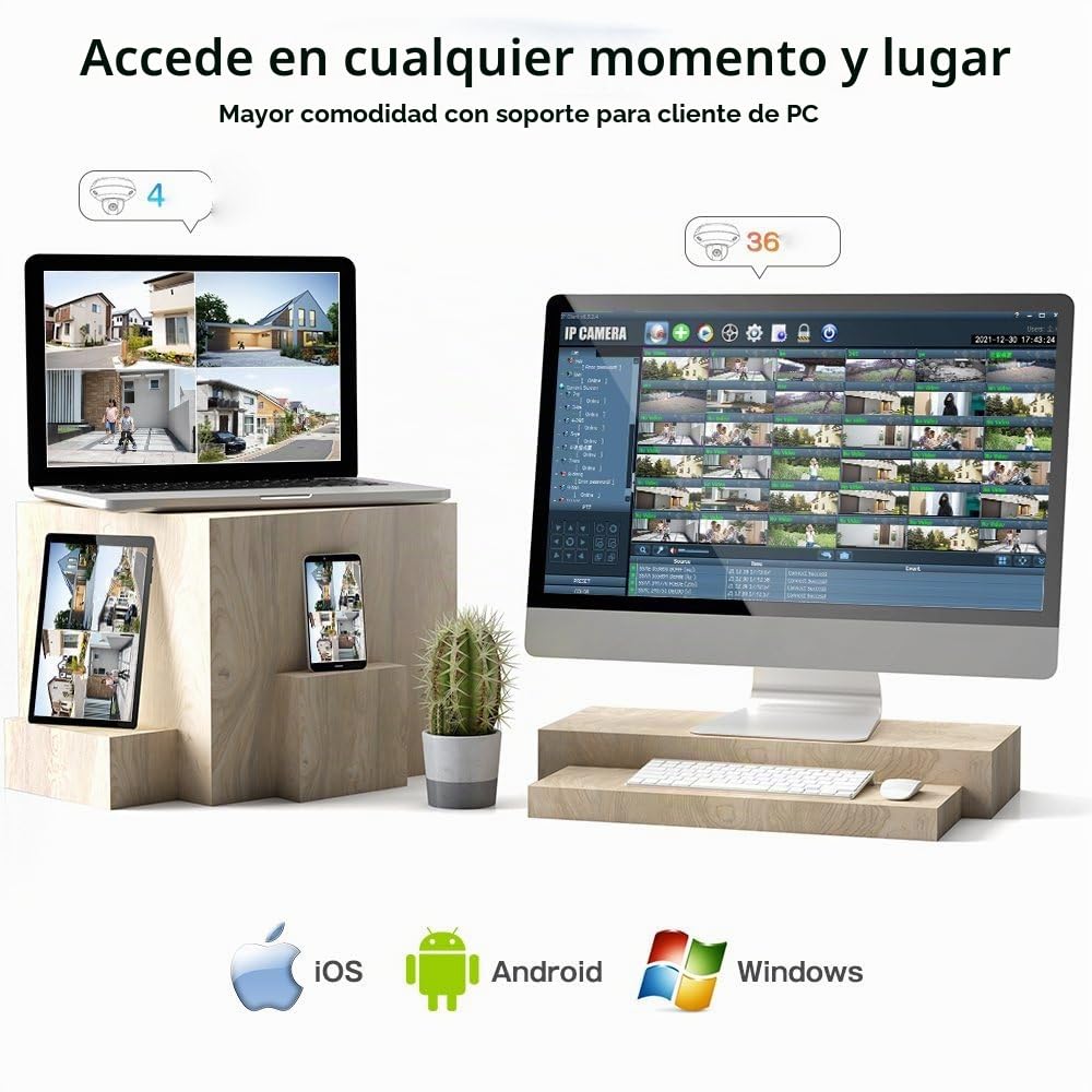 Ctronics 5MP Cámara de vigilancia WiFi Exterior Cámara IP PTZ | Visión Nocturna Color 25 M 2560 X1920P Detección Humana Seguimiento automático 355 ° Pan 90 ° Tilt Audio Bidireccional IP66